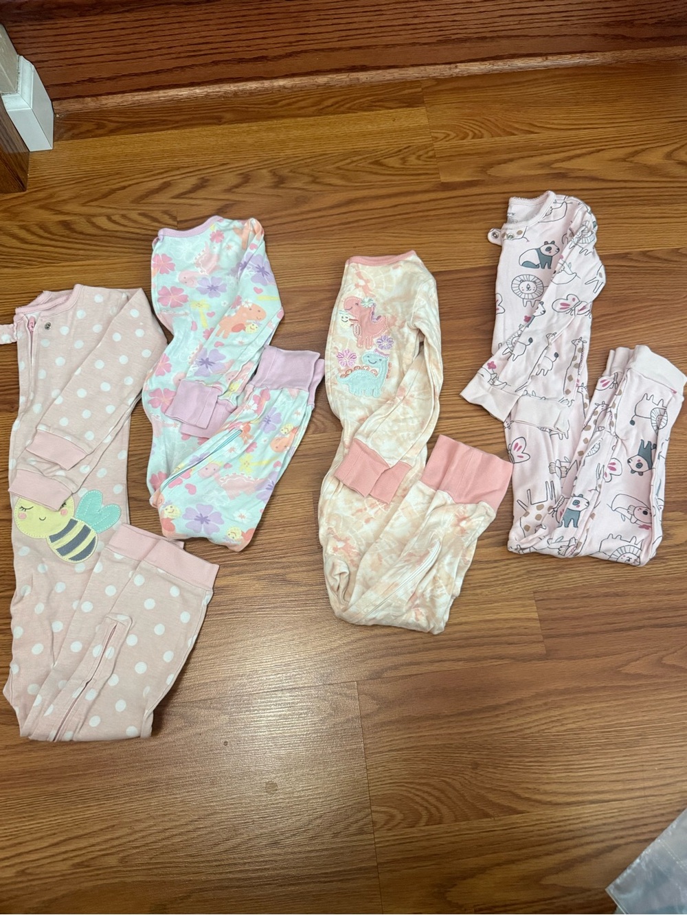 Kids Headquarters Pink Mix Floral & Animal Print Cotton Pajama Set - 4 Pack